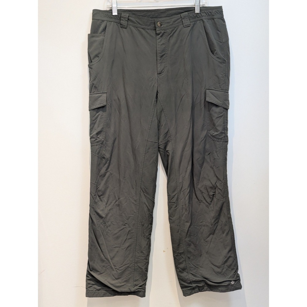 Columbia Hiking Cargo Lined Pants Women's Green Omni-Shade Size Large‎ (36x30)